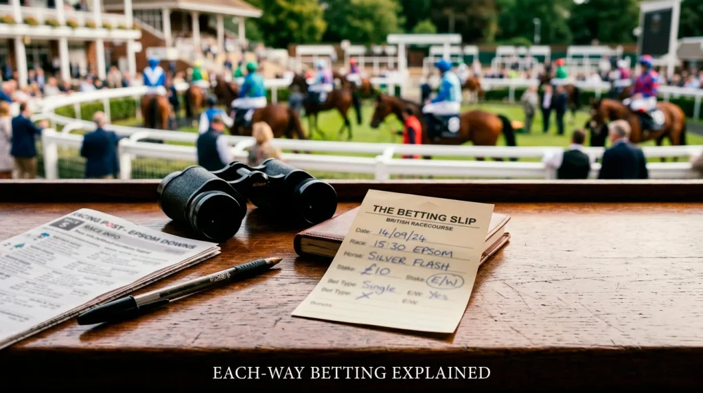 Each-way betting slip showing win and place components