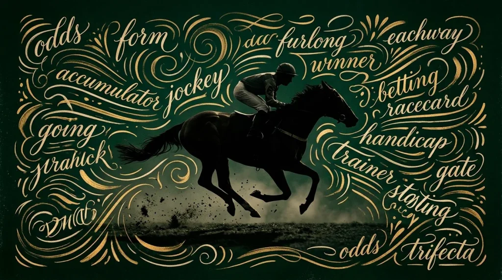 Horse racing terminology and betting terms on board