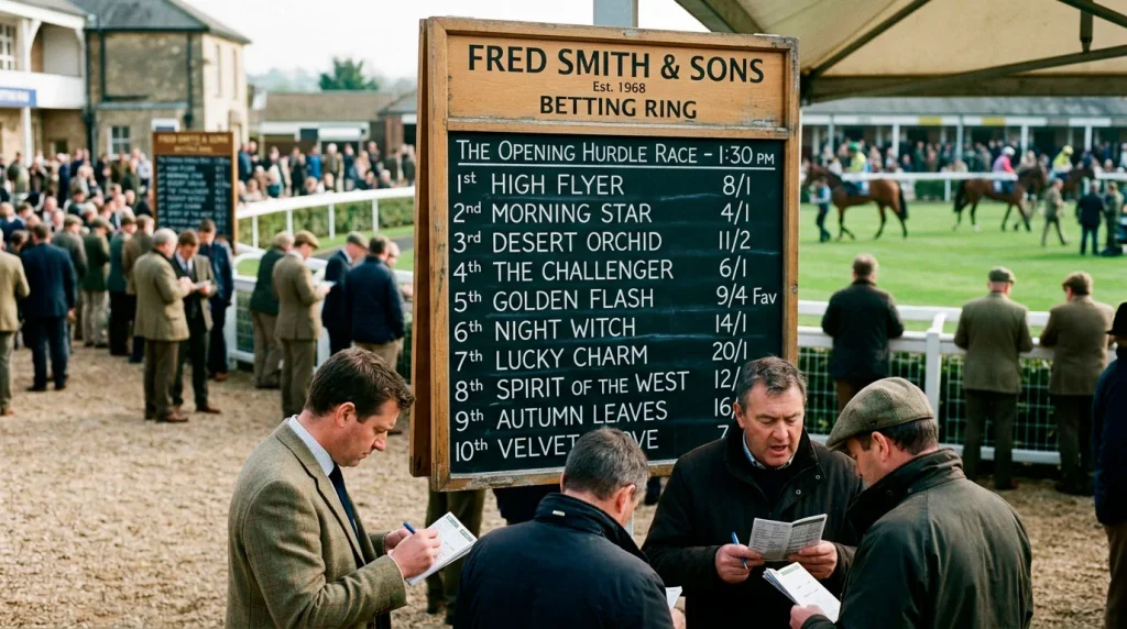 Bookmaker board displaying morning horse racing prices